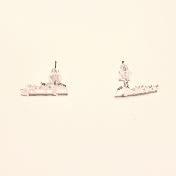 Set of cute stars and moon stainless steel stud earrings with plastic backing - Picture 3 of 3